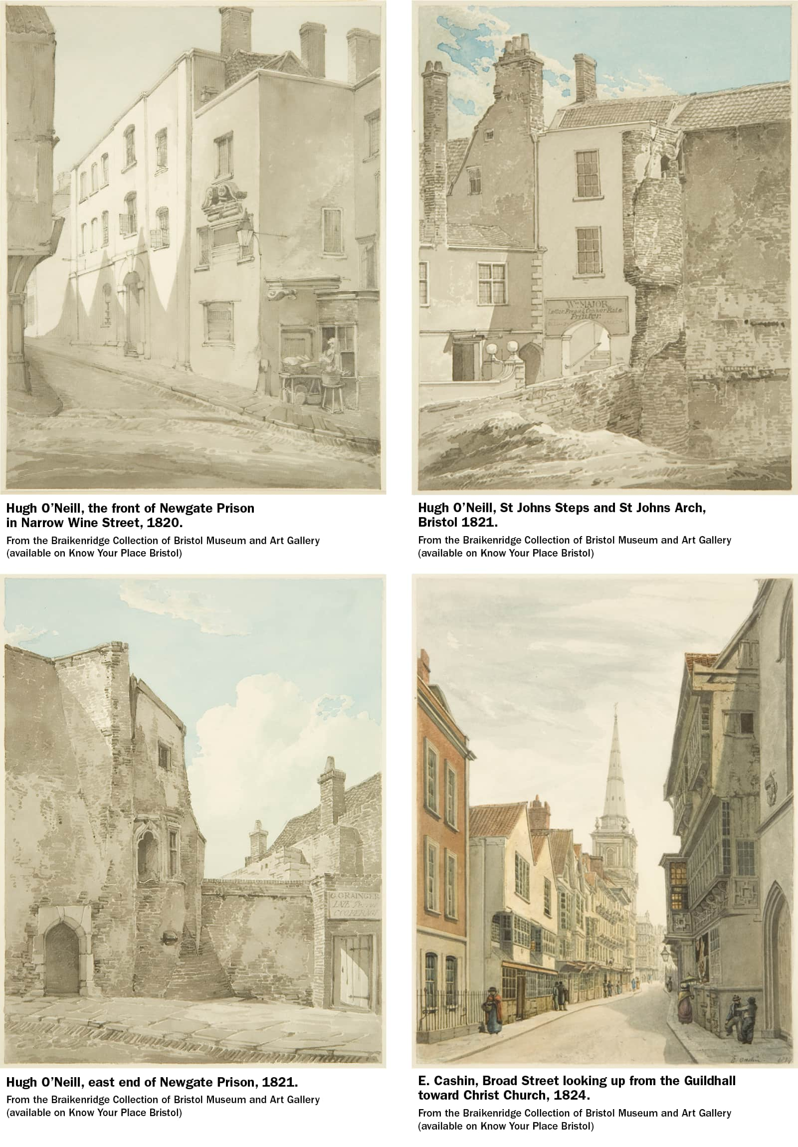 Paintings of Bristol by Hugh O'Neill and E.Cashin