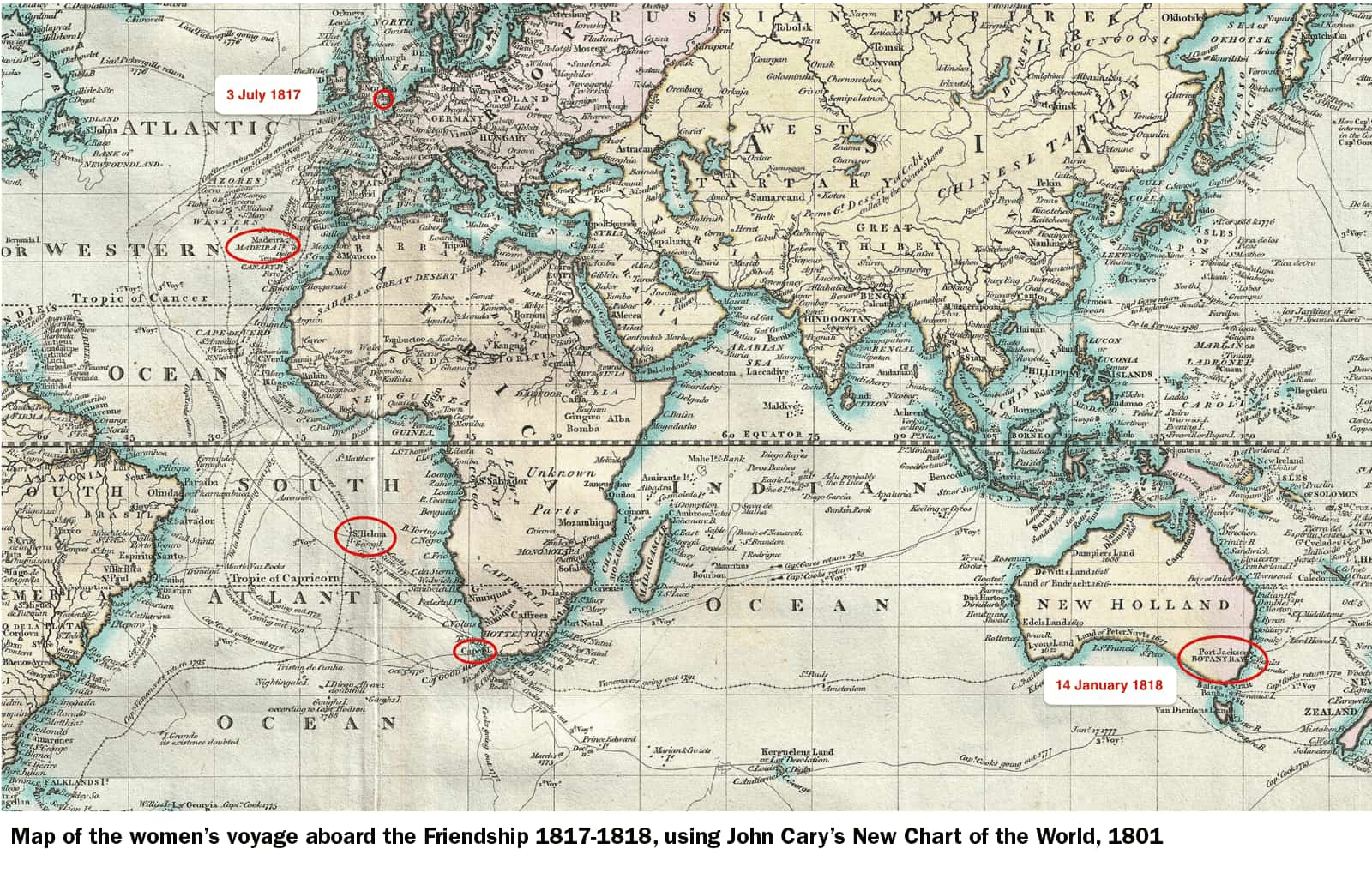 John Cary's New Chart of the World, 1801